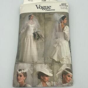 Vogue Vintage Pattern Bridal Veils Headpiece #9822 1987 Sewing